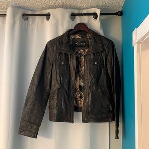Guess brown leather jacket